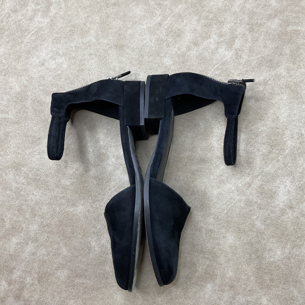 Eileen Fisher Heels 7.5 Sandals Ankle Strap Block Black Suede Vero Cuoio Career - Picture 9 of 13